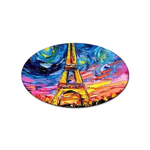 Eiffel Tower Starry Night Print Van Gogh Sticker (Oval) from UrbanLoad.com Front