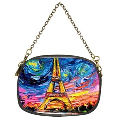 Eiffel Tower Starry Night Print Van Gogh Chain Purse (Two Sides) from UrbanLoad.com Back