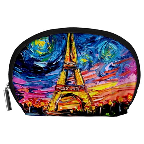Eiffel Tower Starry Night Print Van Gogh Accessory Pouch (Large) from UrbanLoad.com Front