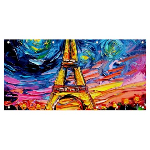 Eiffel Tower Starry Night Print Van Gogh Banner and Sign 8  x 4  from UrbanLoad.com Front