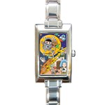Astronaut Moon Monsters Spaceship Universe Space Cosmos Rectangle Italian Charm Watch