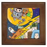 Astronaut Moon Monsters Spaceship Universe Space Cosmos Framed Tile