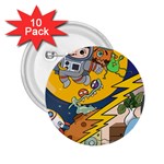 Astronaut Moon Monsters Spaceship Universe Space Cosmos 2.25  Buttons (10 pack) 