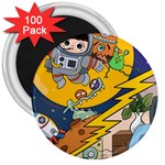 Astronaut Moon Monsters Spaceship Universe Space Cosmos 3  Magnets (100 pack)