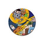 Astronaut Moon Monsters Spaceship Universe Space Cosmos Rubber Round Coaster (4 pack)