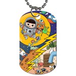 Astronaut Moon Monsters Spaceship Universe Space Cosmos Dog Tag (One Side)