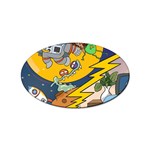 Astronaut Moon Monsters Spaceship Universe Space Cosmos Sticker Oval (10 pack)