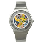 Astronaut Moon Monsters Spaceship Universe Space Cosmos Stainless Steel Watch