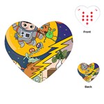 Astronaut Moon Monsters Spaceship Universe Space Cosmos Playing Cards Single Design (Heart)