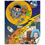Astronaut Moon Monsters Spaceship Universe Space Cosmos Canvas 16  x 20 