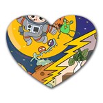 Astronaut Moon Monsters Spaceship Universe Space Cosmos Heart Mousepad