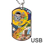 Astronaut Moon Monsters Spaceship Universe Space Cosmos Dog Tag USB Flash (One Side)