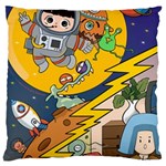 Astronaut Moon Monsters Spaceship Universe Space Cosmos Large Cushion Case (Two Sides)