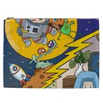 Astronaut Moon Monsters Spaceship Universe Space Cosmos Cosmetic Bag (XXL)