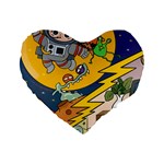 Astronaut Moon Monsters Spaceship Universe Space Cosmos Standard 16  Premium Heart Shape Cushions