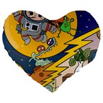 Astronaut Moon Monsters Spaceship Universe Space Cosmos Large 19  Premium Heart Shape Cushions