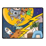 Astronaut Moon Monsters Spaceship Universe Space Cosmos Two Sides Fleece Blanket (Small)