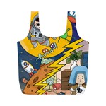 Astronaut Moon Monsters Spaceship Universe Space Cosmos Full Print Recycle Bag (M)