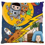 Astronaut Moon Monsters Spaceship Universe Space Cosmos Large Premium Plush Fleece Cushion Case (Two Sides)