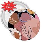 Abstract Boho Bohemian Style Retro Vintage 3  Buttons (10 pack) 