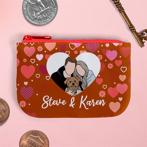 Personalized Photo Illustration Lover Name Mini Coin Purse Mini Coin Purse from UrbanLoad.com Front