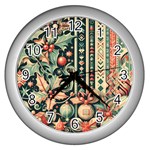 Winter Snow Holidays Wall Clock (Silver)