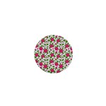 Flowers Leaves Roses Pattern Floral Nature Background 1  Mini Buttons