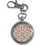 Flowers Leaves Roses Pattern Floral Nature Background Key Chain Watches