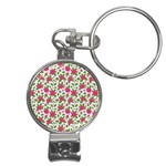 Flowers Leaves Roses Pattern Floral Nature Background Nail Clippers Key Chain