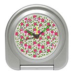 Flowers Leaves Roses Pattern Floral Nature Background Travel Alarm Clock