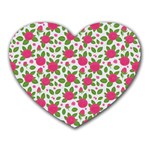 Flowers Leaves Roses Pattern Floral Nature Background Heart Mousepad