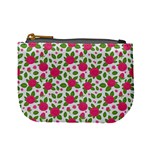 Flowers Leaves Roses Pattern Floral Nature Background Mini Coin Purse