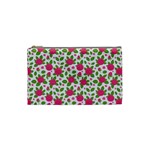 Flowers Leaves Roses Pattern Floral Nature Background Cosmetic Bag (Small)