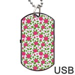 Flowers Leaves Roses Pattern Floral Nature Background Dog Tag USB Flash (One Side)