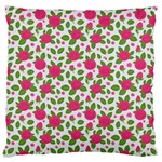 Flowers Leaves Roses Pattern Floral Nature Background Large Cushion Case (Two Sides)