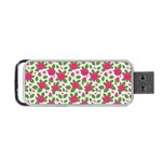 Flowers Leaves Roses Pattern Floral Nature Background Portable USB Flash (One Side)