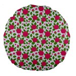 Flowers Leaves Roses Pattern Floral Nature Background Large 18  Premium Round Cushions