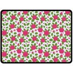 Flowers Leaves Roses Pattern Floral Nature Background Two Sides Fleece Blanket (Large)
