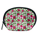 Flowers Leaves Roses Pattern Floral Nature Background Accessory Pouch (Medium)
