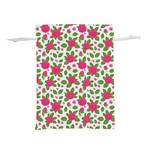 Flowers Leaves Roses Pattern Floral Nature Background Lightweight Drawstring Pouch (M)