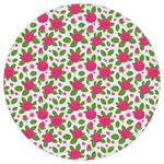 Flowers Leaves Roses Pattern Floral Nature Background Round Trivet