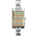 Flower Pattern Art Vintage Blooming Blossom Botanical Nature Famous Rectangle Italian Charm Watch