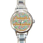Flower Pattern Art Vintage Blooming Blossom Botanical Nature Famous Round Italian Charm Watch