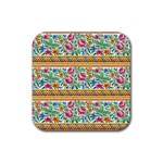 Flower Pattern Art Vintage Blooming Blossom Botanical Nature Famous Rubber Coaster (Square)