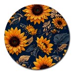 Flowers Pattern Spring Bloom Blossom Rose Nature Flora Floral Plant Round Mousepad