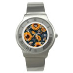 Flowers Pattern Spring Bloom Blossom Rose Nature Flora Floral Plant Stainless Steel Watch