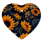 Flowers Pattern Spring Bloom Blossom Rose Nature Flora Floral Plant Heart Ornament (Two Sides)