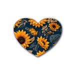 Flowers Pattern Spring Bloom Blossom Rose Nature Flora Floral Plant Rubber Heart Coaster (4 pack)