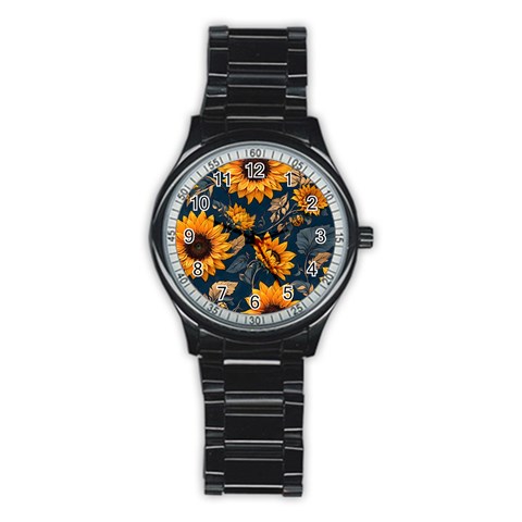Flowers Pattern Spring Bloom Blossom Rose Nature Flora Floral Plant Stainless Steel Round Watch from UrbanLoad.com Front