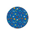 Space Rocket Solar System Pattern Rubber Round Coaster (4 pack)
